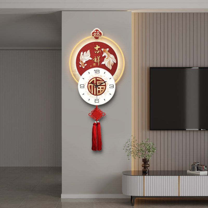 新中式客厅挂钟创意简o约大气家用餐厅钟表时钟装饰灯画艺术石英,家居饰品,挂钟,淘宝优惠券,粉丝福利购,淘宝优惠卷