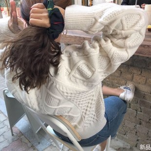 短款 宽松套头百搭慵懒秋冬U针织外穿打底 毛衣女很仙 学院风新款