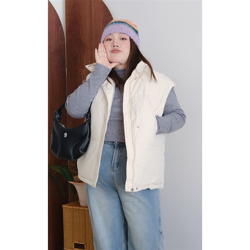 10/21晚八点 韩版棉服马甲女纯色G简约加厚短款宽松白坎肩外套