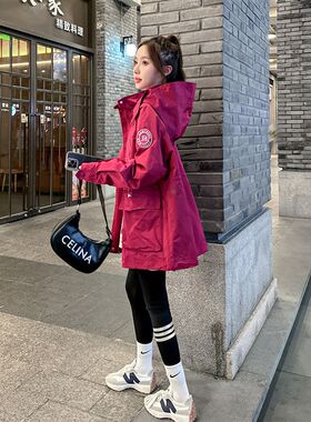 玫粉色洋气百搭女士冲锋衣2024春季新款设计Q感小个子短款外套潮