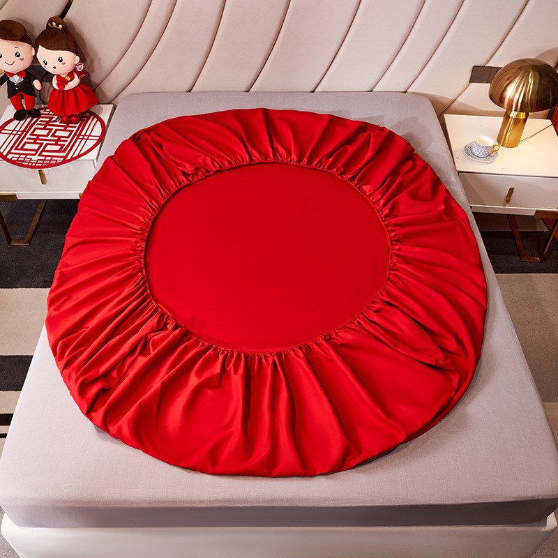 大红色结婚庆床笠三件套床单送礼备婚床罩单件全包床垫套四季通用