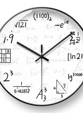 创意数学挂钟石英钟表q理科学霸数字简易公式时钟培训教室静音钟
