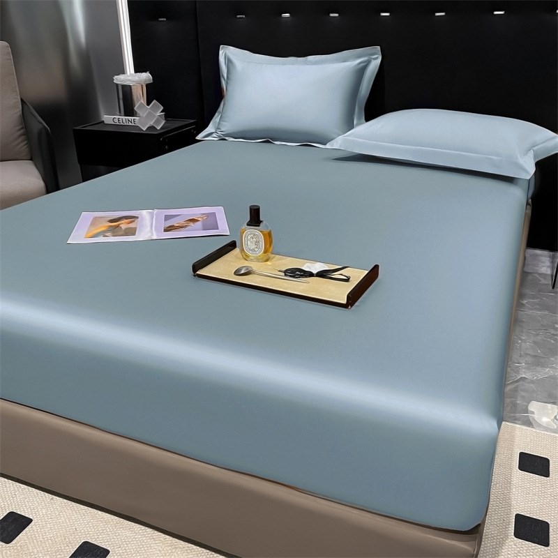 高端100支纯棉长绒棉单品床笠 纯色全棉床单简约枕套床上用品