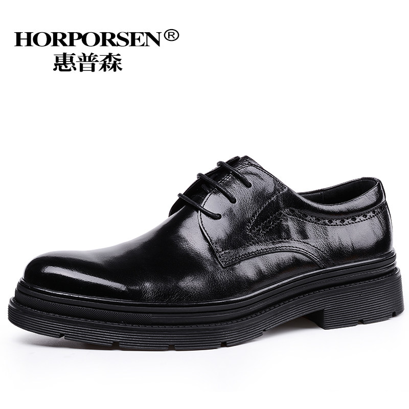 英伦风休闲皮鞋男士商务正装德比鞋真皮低帮婚鞋透气厚底增高男鞋