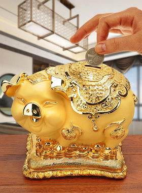 树脂金猪存钱罐儿童储钱r罐可取福猪店铺柜台招财摆件摆设高档礼
