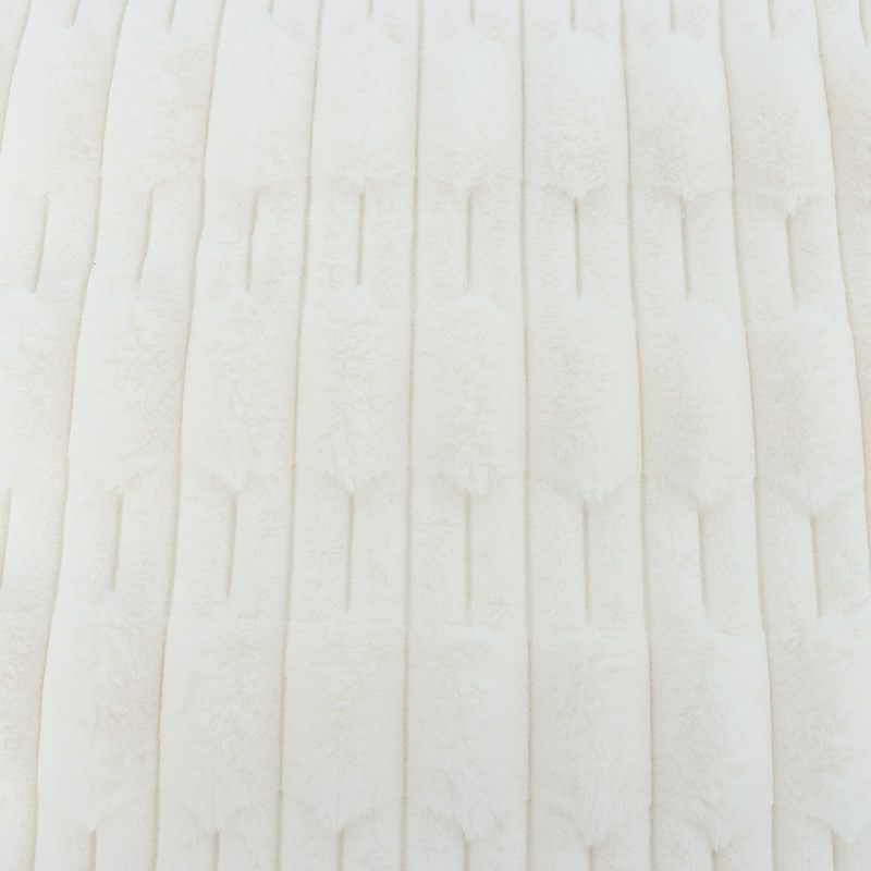 现货兔毛抽条提花竹节剪花绒布沙发毛毯绒屁垫椅垫抱枕面料