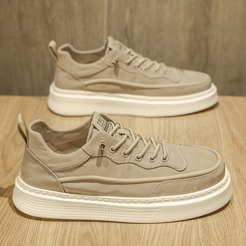 男鞋高级感鞋子潮百搭春季透气懒人一脚蹬休闲板鞋男士厚底帆布鞋