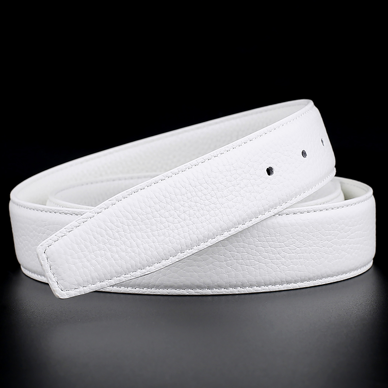 真皮带条白色皮带男腰带女式不带头打孔裤带无头无扣头层牛皮3.3