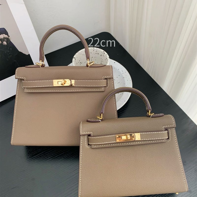 二代凯莉包大象灰高级感真皮包包女包迷你手提包质感单肩斜挎包女