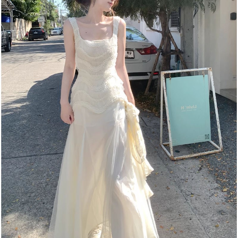 【绮梦流光】绑带设计连衣裙春季长款度假裙仙女裙设计感2025新款