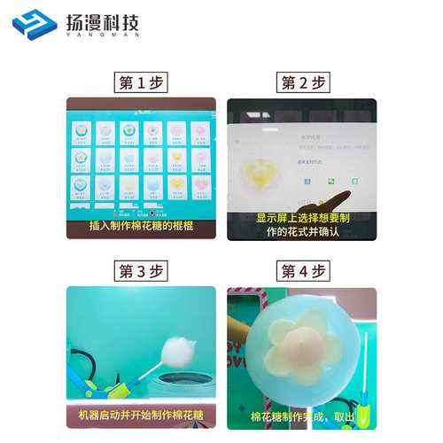 智能游乐场自助商用全自动花式棉花糖机器人cotton candy machine