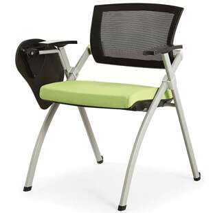 跨境培训椅子带写字板折叠会议室金属一体桌椅子网布办公椅学习椅