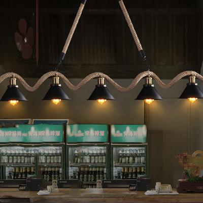 创意复古工业风服装店餐厅灯吧台个性麻绳吊灯咖啡厅网咖灯具
