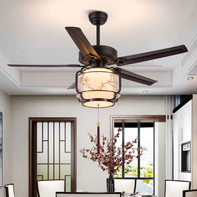 新中式吊扇灯电扇客厅家用凉亭卧室饭厅复古餐厅中国风静音风扇灯