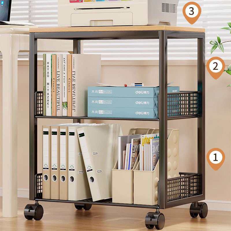 打印机置物架可移动桌下落地储物架子办公室放置柜电脑主机箱支架