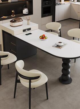 kadisi新款实木岛台餐桌家用高端一体可伸缩现代轻奢岩板岛台餐桌