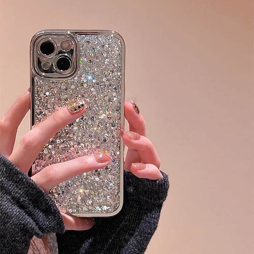 宁宁 高级感轻奢潮银色闪钻电镀防摔女iPhone16Promax MobileCase