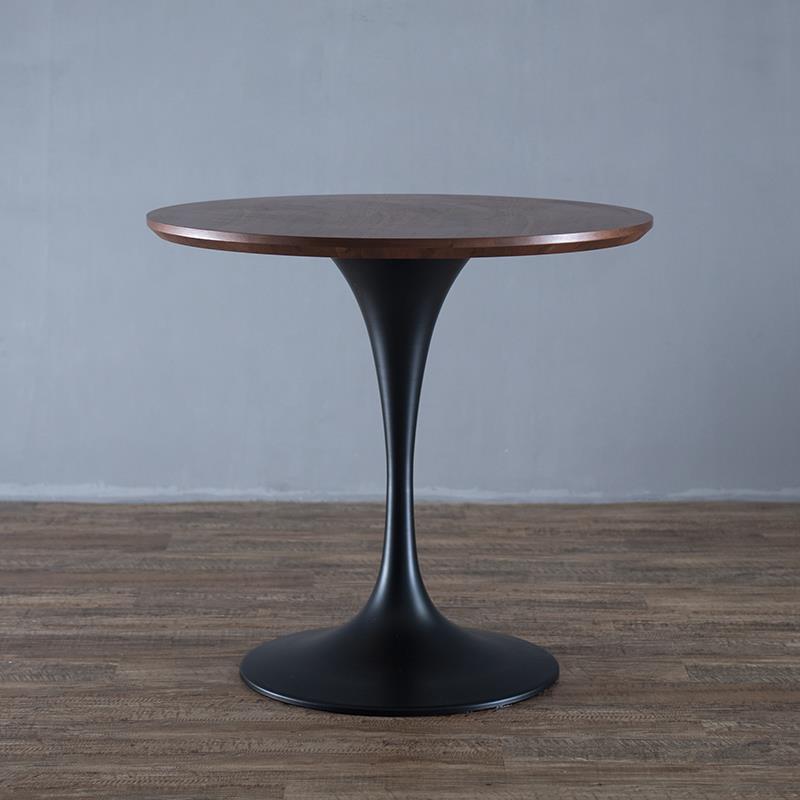 北欧简约圆桌家用郁金香胡桃木餐桌休息区咖啡桌饭桌洽谈小圆桌子