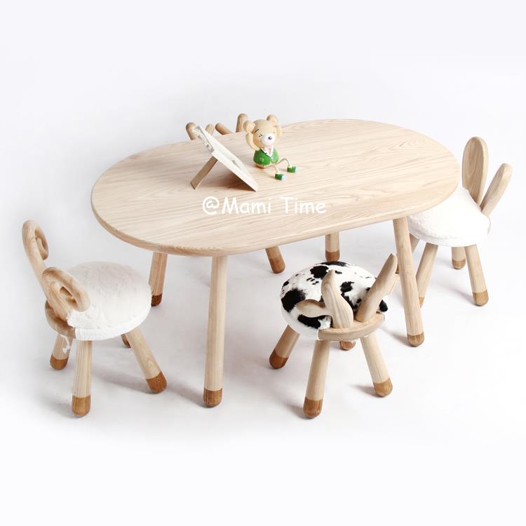 北欧风INS实木儿童桌椅幼儿园靠背小凳子创意卡通矮凳简约小板凳