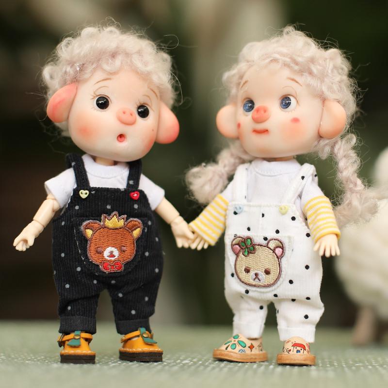 ob11娃衣灯芯绒背带裤裤子obitsu11 GSC 1/12bjd Molly 美结猪