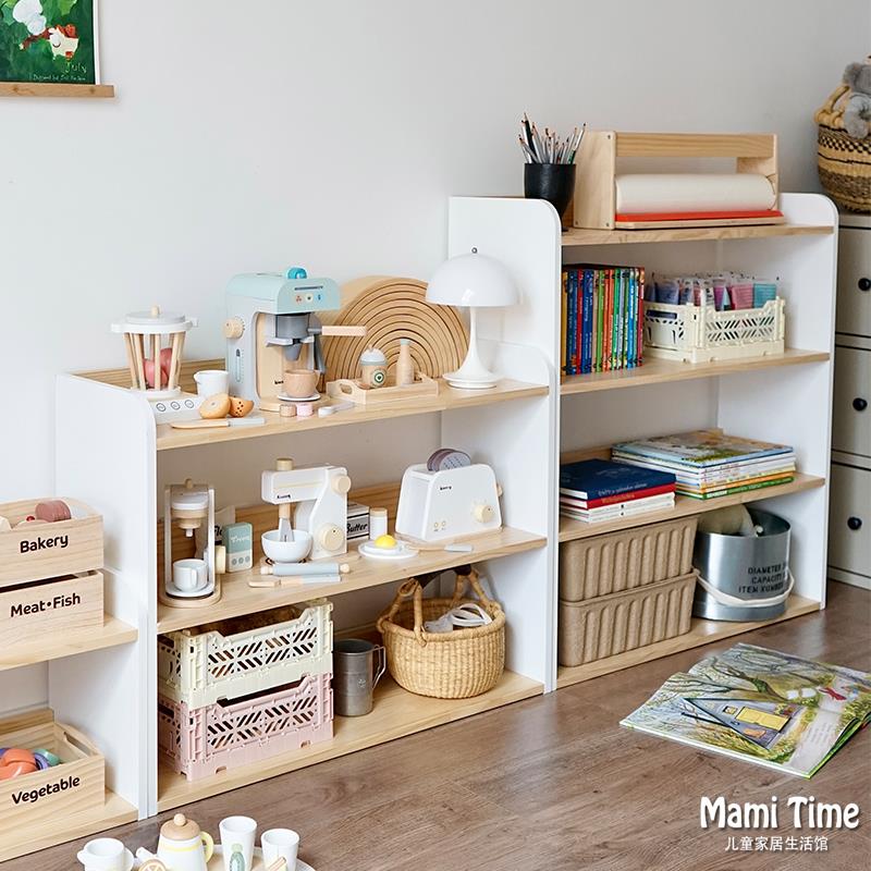 韩国INS幼儿园教具柜儿童玩具柜松木置物架收纳柜组合实木展示柜