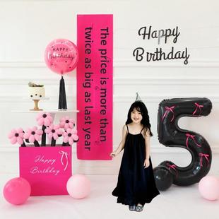 女孩生日场景布置装饰儿童婴儿一岁数字气球派对男孩挂布照片道具