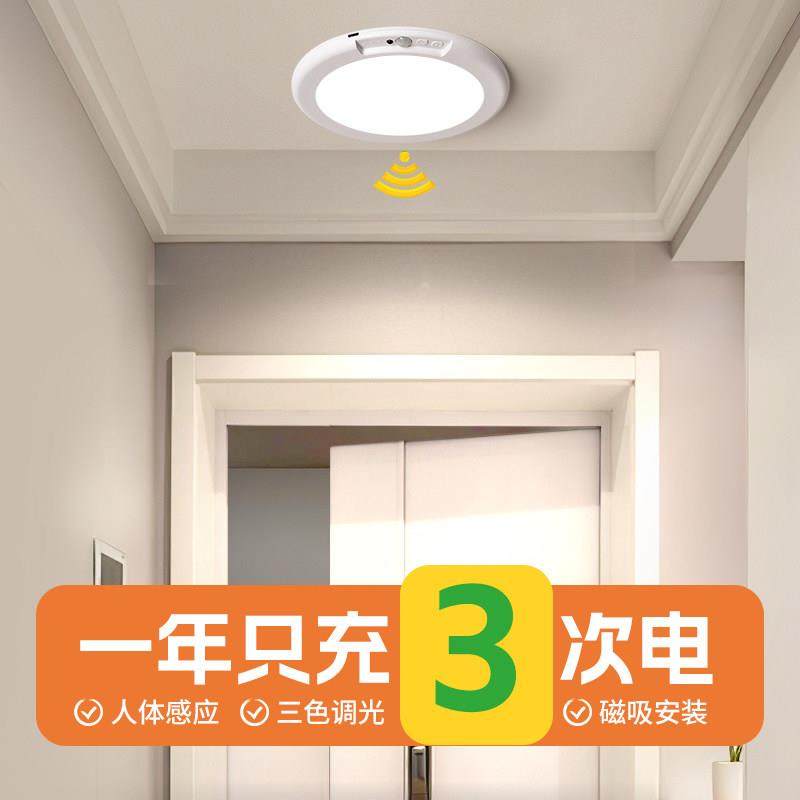 充电吸顶感应灯 免布线入户门迎宾人来即亮进门无线免接线照明灯,家装灯饰光源,感应灯,淘宝优惠券,粉丝福利购,淘宝优惠卷
