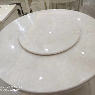 天然玉石白冰花大理石餐桌欧式桌椅奢石饭桌圆形家用玄关茶几桌面