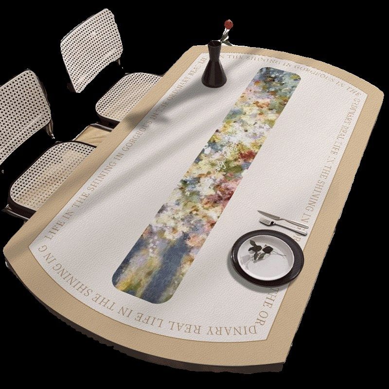 美式椭圆形桌布轻奢高级感可伸缩折叠餐桌垫防水防油防烫可变圆桌