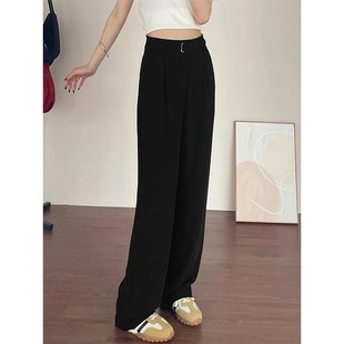 胖妹妹mm梨形身材高腰宽松显瘦休闲裤 女夏薄款 子 裤 设计感灰色西装