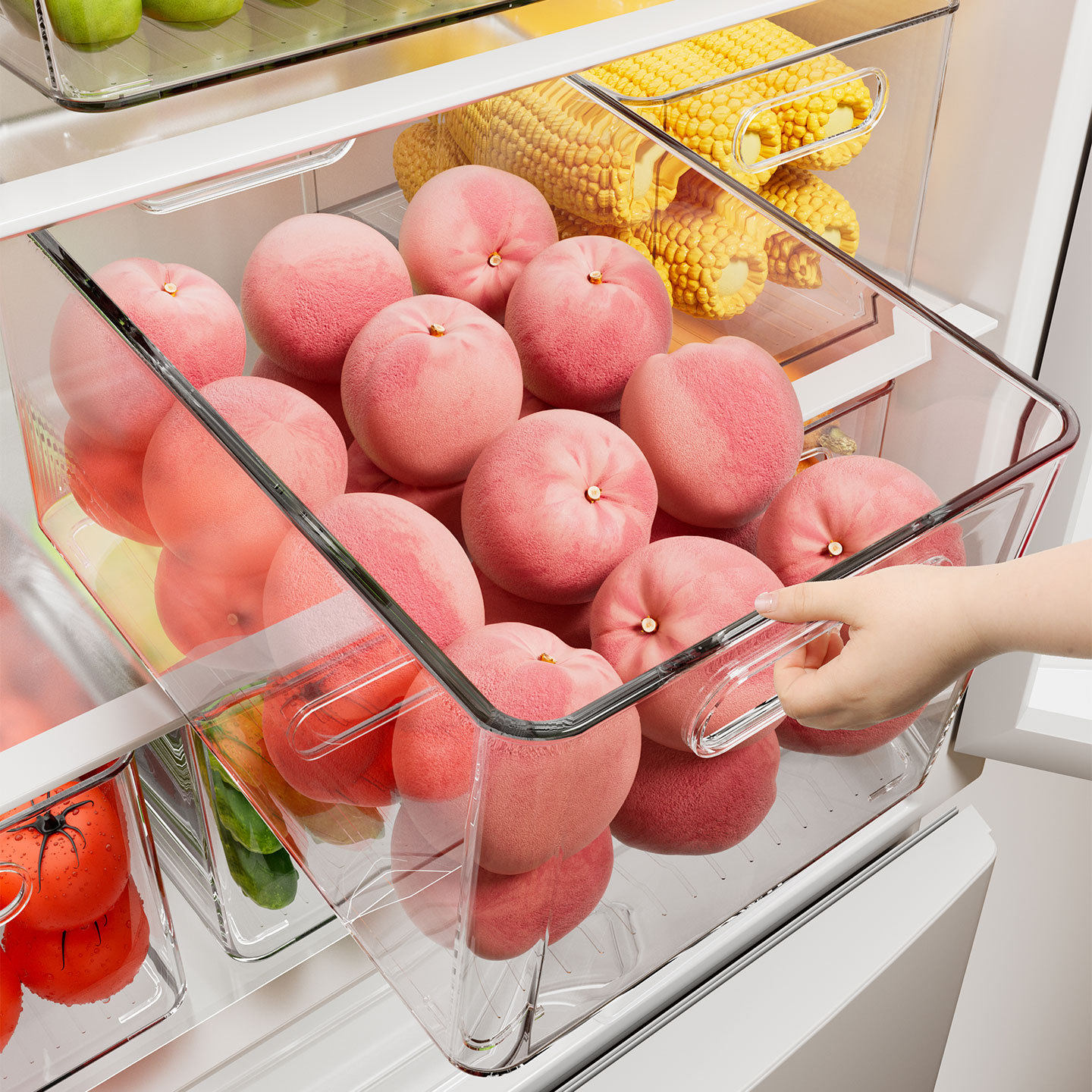 冰箱收纳盒整理盒冷冻专用食品级保鲜盒厨房蔬菜鸡蛋收纳筐储物盒