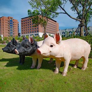 户外仿真大猪装 饰摆件 饰1米2模型玻璃钢雕塑农场草坪商场猪脚店装