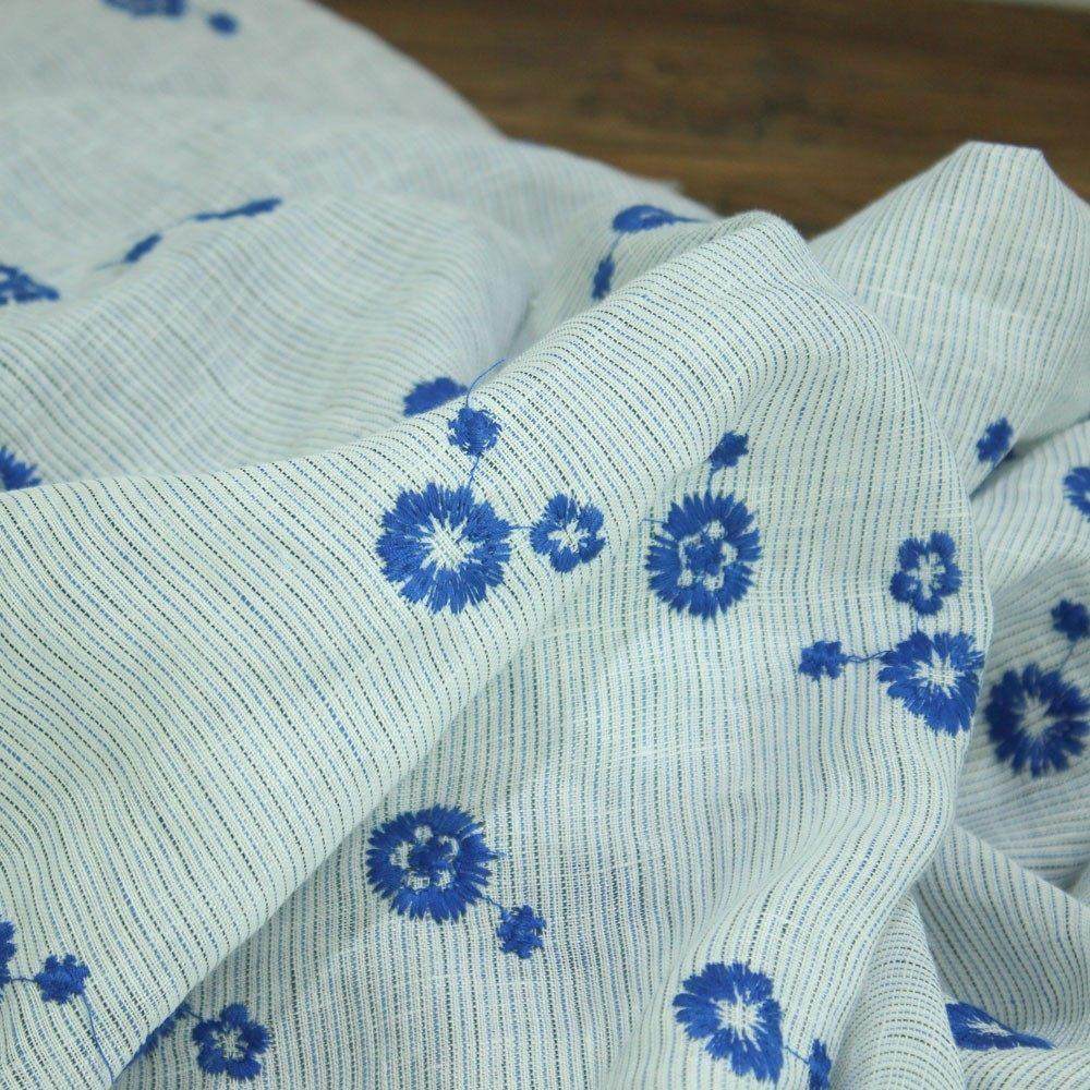 瓦娜家色织纯亚麻绣花布料蓝色小花裙袍衫超柔软亲肤微透服装面料,居家布艺,海绵垫/布料/面料/手工diy,淘宝优惠券,粉丝福利购,淘宝优惠卷