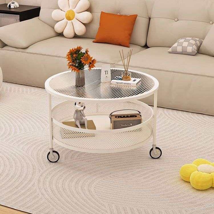 轻奢奶油风小户型茶几客厅沙发边几可移动双层小推车家用简约现代