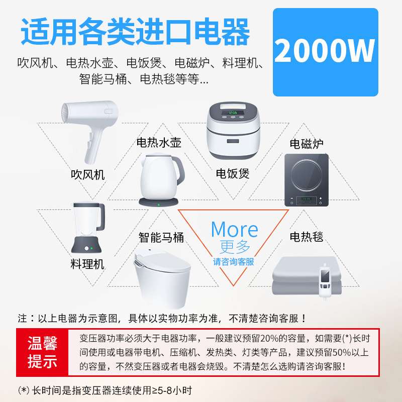 景赛3000W变压器220V转100V全铜线圈转换器110V/120V出国游轮5KVA