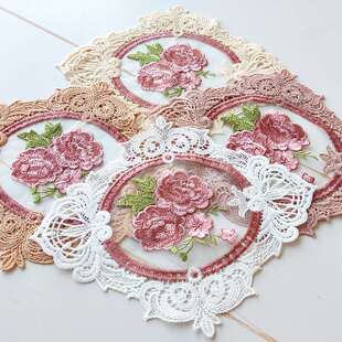 彩色刺绣桌布杯垫 拍摄摆设道具 窗帘沙发布贴辅料 绣花布艺配件