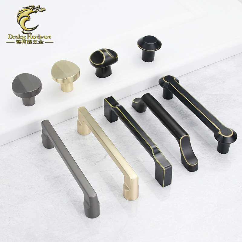 新中式锌合金衣柜门拉手仿古抽屉现代简约柜子家具手柄铜把手