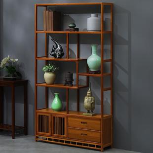 0博古架实木中式书架茶家具酒柜花架隔断柜客厅摆件多层落地置物