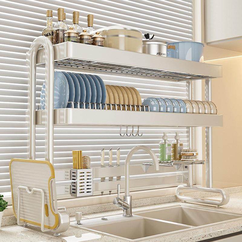 不锈钢厨房水槽置物架碗碟收纳水池多功能台面家用放碗盘沥水碗架