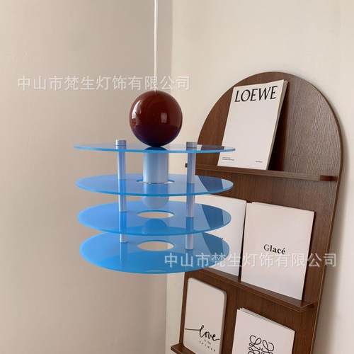 彩色亚克力飞碟吊灯韩国儿童房卧室可爱床头酒店民宿小户型装饰灯