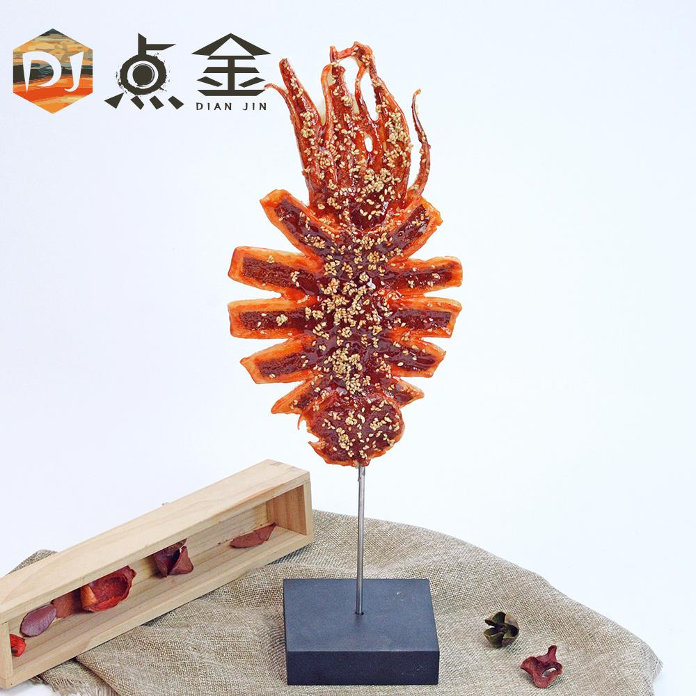 仿真铁板鱿鱼模型酱爆章鱼足大鱿鱼串串烧烤小吃夜市样品展示定制