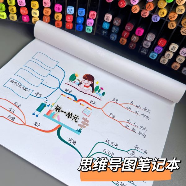 小学生思维导图多功能模板阅读笔记整理彩色线条脑图笔记本包邮
