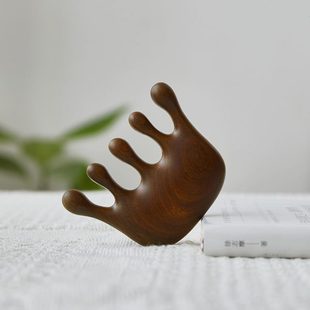 疗家用男女头部经络梳檀木绿便携头礼物梳子送女士头皮按摩梳