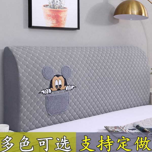 床头套罩2023新款全包防尘床头盖布罩高档软包实木夹棉床靠背罩套