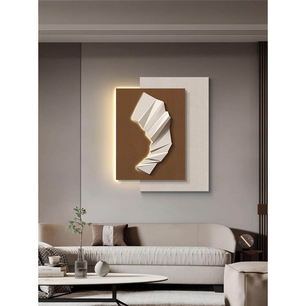 现代简约客厅装饰画高档大气沙发背景墙挂画立体抽象几何叠加壁画