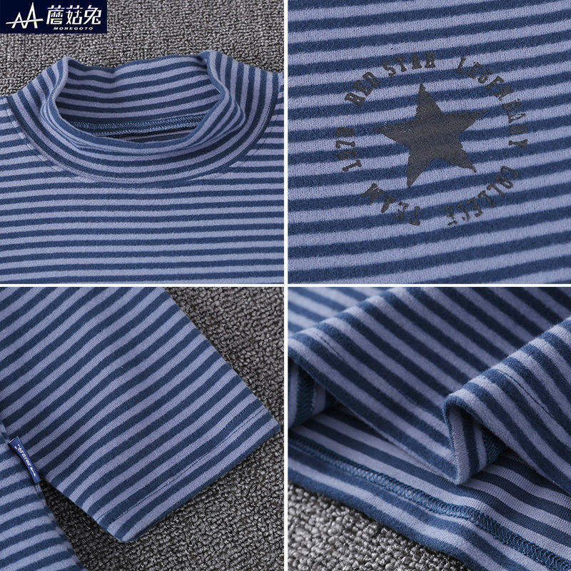 胖男童半高领打底衫秋冬季磨毛加厚棉保暖内衣大儿童男孩中领秋衣