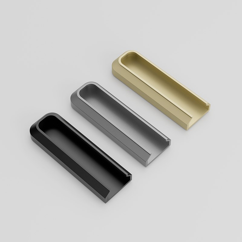 22板衣柜门嵌入式隐形拉手内嵌窄边高档开槽隐藏高门暗扣枪灰把手