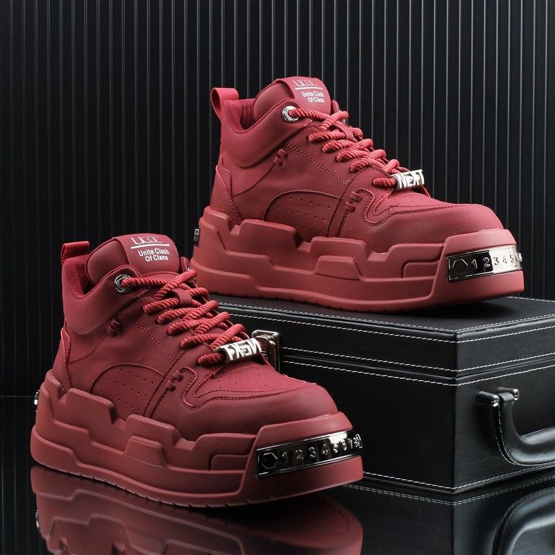 2025春季新款高级感高帮鞋w男款板鞋百搭厚底增高马丁靴男鞋子潮