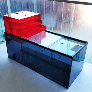 鱼缸底滤双层干湿分离盒抽v屉沉淀仓下过滤虹吸海水免换水尺寸定