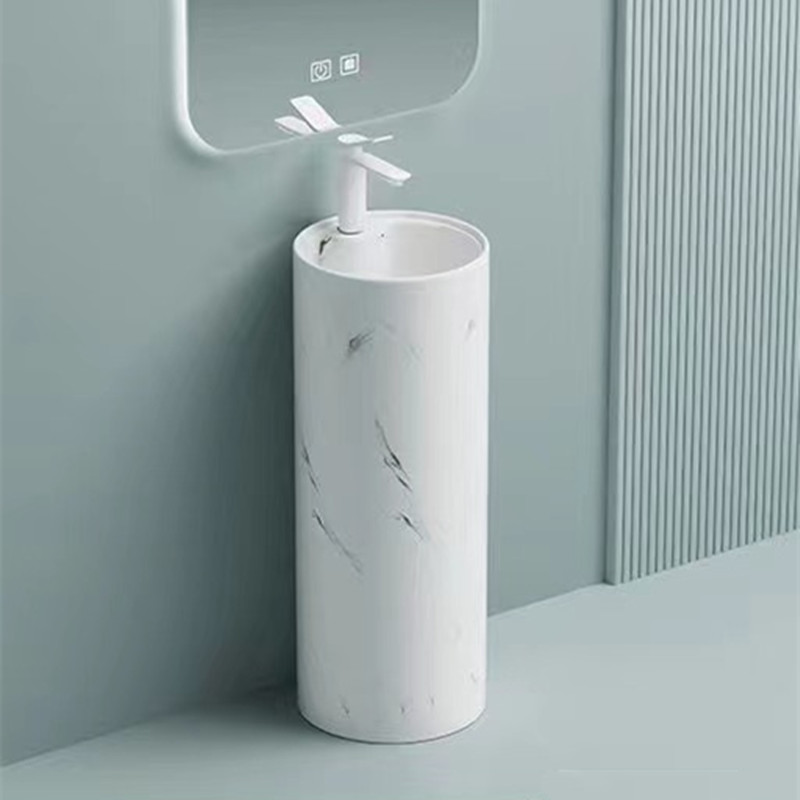 小户型立柱盆洗手盆陶瓷一体式酒店洗脸盆阳台化妆室小空间洗涮盆